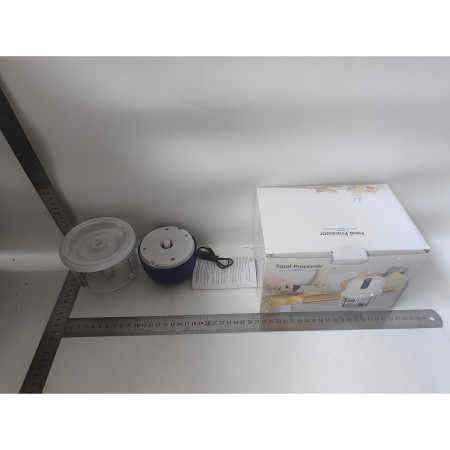Tocator Electric pentru Bucatarie, Cyrax, Model Presa Electrica pentru Legume Fructe Carne Umpluturi Sosuri, Otel Inoxidabil, 14 x 10.5 x 10.5 cm, 350 ml, Albastru Inchis