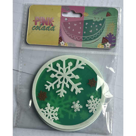 Suport pentru Pahar, Cyrax, Model Fulg de Nea, din PVC, 10 cm, Rezistent la Caldura, Verde