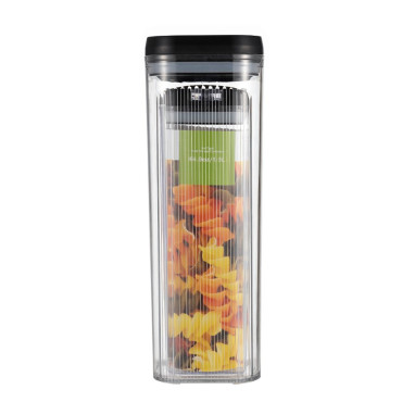 Cutii de Depozitare Alimente, Cyrax, Set din 2 Cutii de Tip Container de 1.9 si 3.7 l, Recipiente pentru Cereale in Bucatarie, Transparente cu Capac Negru