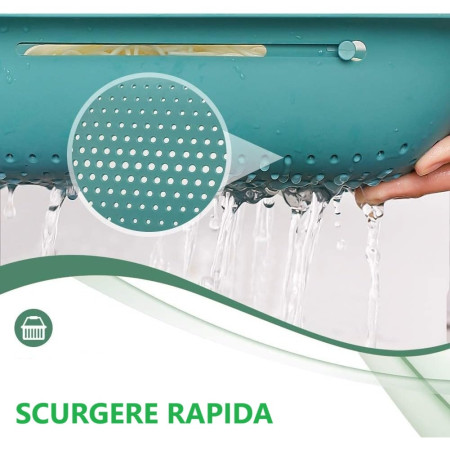 Cos pentru Scurgere Chiuveta de Bucatarie, Cyrax, Plastic, Telescopic, 36x20x5 cm, Verde