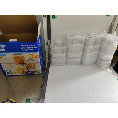 Cutii de depozitare alimente, Cyrax, Set din 15 Cutii pentru Condimente, Cereale, Cutii pentru Bucatarie, din Plastic PP, Cutii Alimentare, Diferite Dimensiuni, Transparente