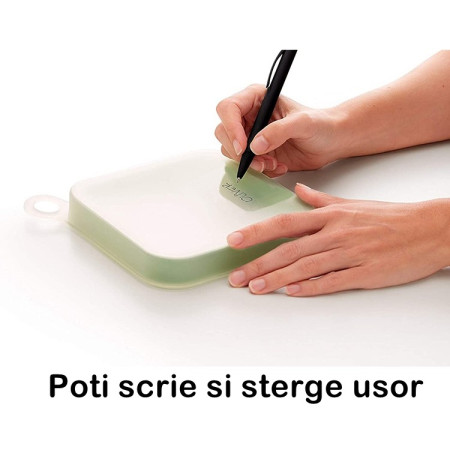 Caserola pentru sandwich Cyrax, din silicon si polipropilena, portabil, usor de curatat, capac anti-scurgere, reutilizabil, 15.5 x 15.5 x 2.5 cm, verde