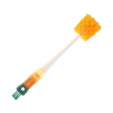 Perie 5 in 1 de Curatat Pahare, Cani, Sticle, Cyrax, cu Maner Lung, Accesorii pentru Spalarea Paielor si Capacelor, Usor de Agatat, 36x7x7cm, Portocaliu-Alb
