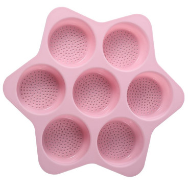 Forme de Silicon pentru Copt, Cyrax, 7 Forme Rotiunde, pentru Burgeri si Prajituri, 38.5 x 4 cm, Roz