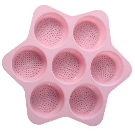 Forme de Silicon pentru Copt, Cyrax, 7 Forme Rotiunde, pentru Burgeri si Prajituri, 38.5 x 4 cm, Roz