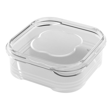 Caserola Alimentara, Cyrax, Cutie pentru Pastrare a Alimentelor, Cutie Depozitare pentru Frigider, Sigilata Dreptunghiulara, din Plastic, 12 x 12 x 4.5 cm, 350ml, Transparent