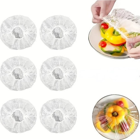 Set 100 Folie de Protectie Elastica pentru Alimente si Boluri Cyrax, material plastic, prospetime, diametrul 12 - 40 cm