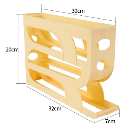 Suport Organizator pentru Oua, Cyrax, pentru Frigiderul, Patru straturi,  32x20x7 cm, Transparent
