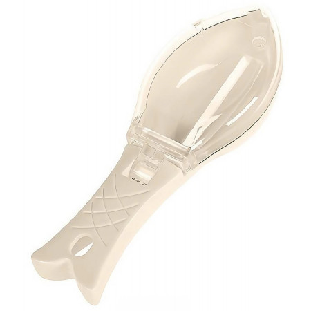 Curatator Manual Solzi de Peste, Cyrax, Forma Peste , Recipient cu Capcac pentru Solzi, Plastic, Roz pal, 16x6 cm