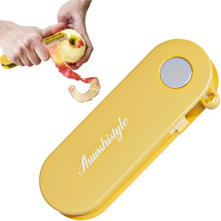 Peeler pentru Legume si Fructe, Cyrax, 3.6 x 9.1 cm, Multifunctional, Curatator Pliabil, din ABS si Otel Inoxidabil, Galben