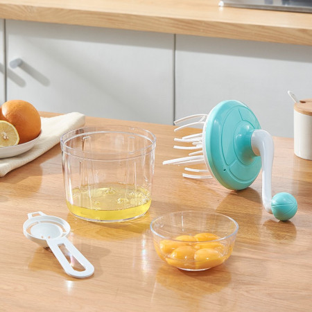 Mixer Manual, Cyrax, pentru Oua Smantana Frisca Aluat, Maner Plastic, Usor de Utilizat si Depozitat, Bol Transparent, 24.5 x 11.5 cm Verde
