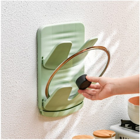 Suport de Bucatarie, Cyrax, pentru Capace/Tocatoare, din Plastic, Colectare Apa Scursa, Montare fara Perfoarare, 33.3 x 20.7 x 3.5 cm, Verde