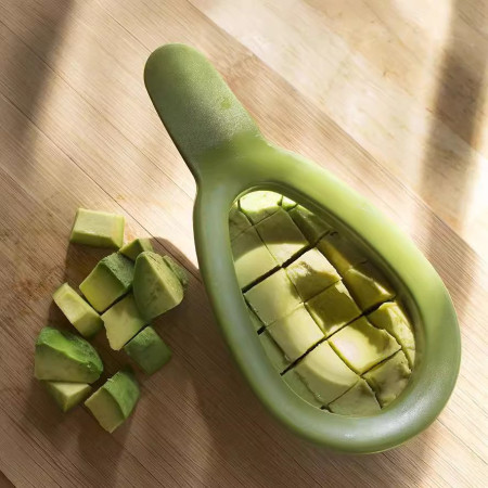 Feliator de Avocado, Cyrax, pentru Taierea in Cubulete, Multifunctional, pentru Bucatarie, Otel Inoxidabil, ABS, 16x8x5 cm, Verde