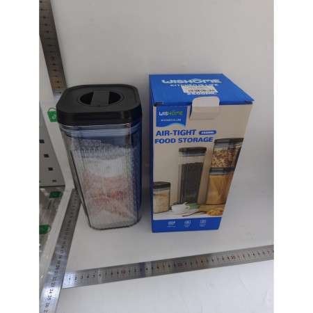 Cutii de Depozitare Alimente, Cyrax, Set din 2 Cutii de Tip Container de 1.2 si 2.5 l, Recipiente pentru Cereale in Bucatarie, Transparente cu Capac Negru