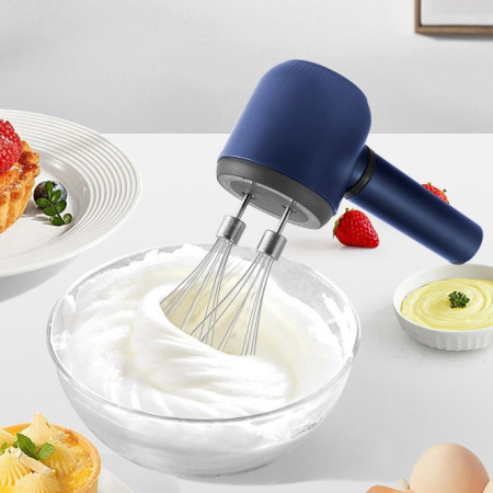 Mixer Electric fara Fir, Cyrax, Mixer pentru Oua Smantana Frisca, Maner Plastic, Usor de Utilizat si Depozitat, 20 x 8.5 x 14.5 cm, Albastru Inchis