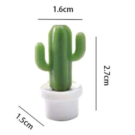 Set 6 Magneti de Frigider, Cyrax, Model Cactusi in Ghiveci, din ABS si Magnet, Verde/Alb
