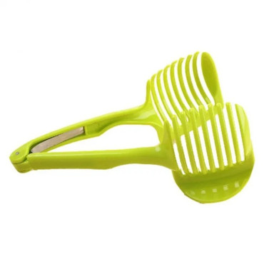 Ustenisla de bucatarie tip cleste pentru feliat fructe si legume Cyrax, material ABS, 8 x 18.5 cm, verde