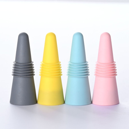 Set 4 dopuri reutilizabile din silicon Cyrax, pentru sticle de vin, bautura, multicolor