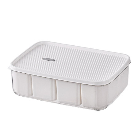 Cutie pentru Depozitare Alimente, Cyrax, 8 Compartimente cu Capac, Material PET+PP, 29 x 20 x 9 cm, Alb/Transparent