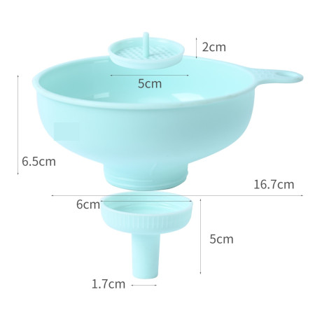 Palnie din plastic 3 in 1 Cyrax, doua dimensiuni de scurgere, cu filet si filtru, diametru scurgere 5.4 cm, 11.5 x 16.7 cm, albastru