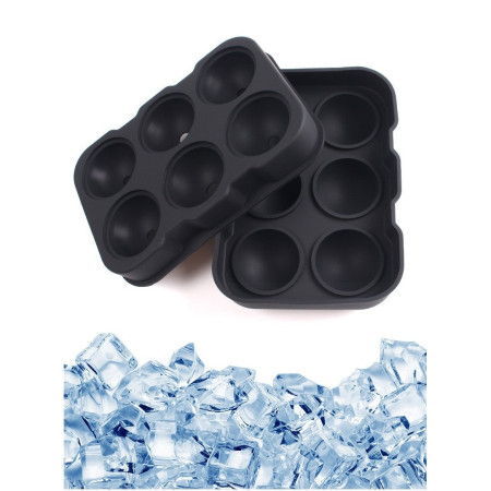 Forma pentru Gheata, Cyrax, 6 Forme Sferice, din Silicon, 17 x 12 x 6 cm, Negru