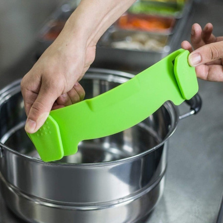 Strecurator Filtru pentru Vase, Cyrax, din Silicon Rezistent la Temperaturi Inalte, Universal, Paste, Legume, Fructe, 23x12.5x6.7 cm Verde