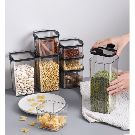 Set 4 Recipiente din Plastic, Cyrax, pentru Alimente/Obiecte, Inchidere Ermetica, 1 x 460 ml, 2 x 700 ml, 1 x 1300 ml, Transparent