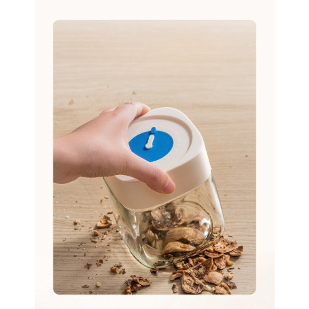 Borcan din Sticla de Inalta Calitate, Cyrax, Capac Ermetic, Uz Casnic, Depozitarea Condimentelor sau a Alimentelor Umede si Uscate, 500 mL, 10x10x9 cm, Alb