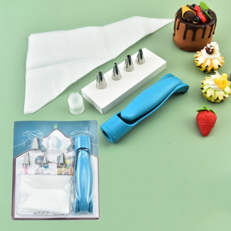 Set Accesorii Decorare Prajituri si Torturi, Cyrax, 5 Capete pentru Modele, 21.7x18.8 cm, Ustensila Manuala pentru Ornare, Albastru