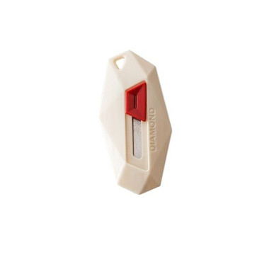 Cutter pentru Cutii, Cyrax, Varf Rotunjit si Zimtat, Tip Breloc, 6.5x3.5 cm, Crem