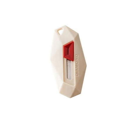 Cutter pentru Cutii, Cyrax, Varf Rotunjit si Zimtat, Tip Breloc, 6.5x3.5 cm, Crem