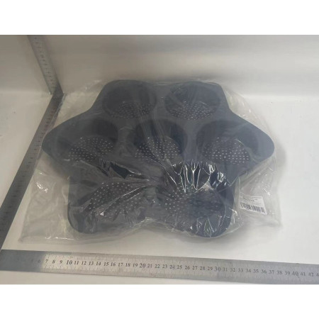 Forme de Silicon pentru Copt, Cyrax, 7 Forme Rotiunde, pentru Burgeri si Prajituri, 38.5 x 4 cm, Negru