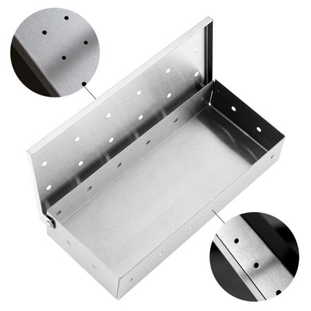 Cutie de afumator pentru gratar Cyrax, Inox, 9.6x4.4x22.2 cm, Argintiu