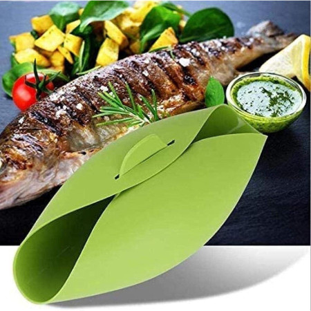 Tava de Copt pentru Cuptor, Cyrax, pentru Paine, Peste, Legume, din Silicon, Pliabila, Multifunctionala, Forma pentru Preparare si Gatiere, 24.5x9 cm, Verde