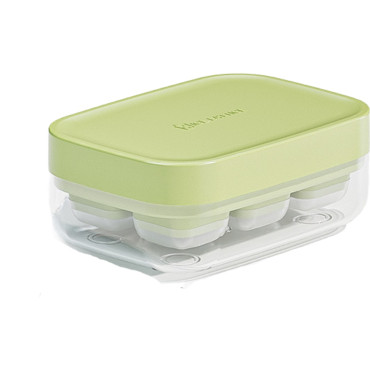 Forma pentru gheata cu presa Cyrax, din silicon alimentar, 6 cuburi, caserola pentru depozitare, usor de folosit si curatat, 10.5 x 7.5 x 4.1 cm, verde