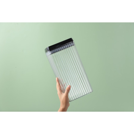 Set 4 Recipiente din Plastic, Cyrax, pentru Alimente/Obiecte, Inchidere Ermetica, Textura Ondulata, 4 x 3.3 l, Transparent