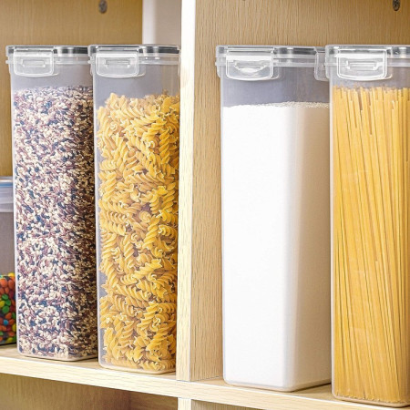 Set 4 Recipiente din Plastic, Cyrax, pentru Alimente/Obiecte, Inchidere Ermetica, 4 x 2.8l, Transparent