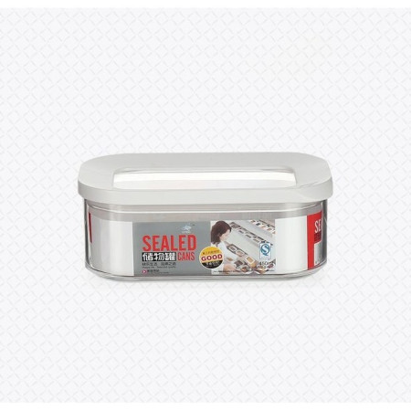 Cutie de Depozitare Alimente, Cyrax, 450 ml, Capac Alb, din ABS+Silicon, 14.5 x 9 x 6 cm, Transparent