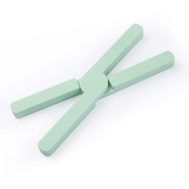 Suport pliabil din silicon pentru vase fierbinti Cyrax, portabil, usor de depozitat, rezistent la temperaturi foarte ridicate, 14.5 x 7.5 x 1.6 cm, antialunecare, verde
