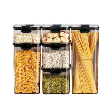 Set 6 Recipiente din Plastic, Cyrax, pentru Alimente/Obiecte, Inchidere Ermetica, 2 x 460 ml, 2 x 700 ml, 1 x 1300 ml, 1 x 1800 ml, Transparent