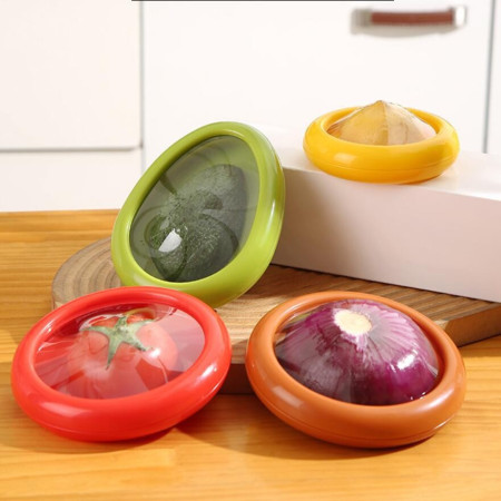 Set 4 Recipiente pentru Pastrarea Proaspata a Legumelor, Cyrax, Cutii Portabile Sigilate Anti-oxidare, 4 Forme Diferite pentru Legume sau Fructe, Culori diferite