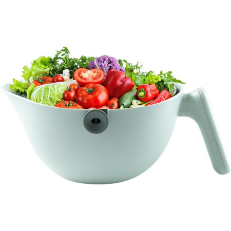 Bol cu Doua Straturi, Cyrax, pentru Fructe, Legume, cu Cos de Scurgere a Apei, 2L, din ABS+PP, 29.9 x 22.5 x 11.8 cm, Verde