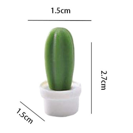 Set 6 Magneti de Frigider, Cyrax, Model Cactusi in Ghiveci, din ABS si Magnet, Verde/Alb