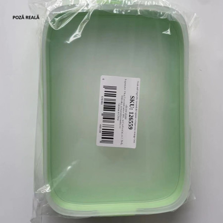 Recipient de Depozitare Alimente, Cyrax, Etans, pentru Frigider, din Plastic, Mentinere Proaspata, Reutilizabil, Rezistent la Temperaturi Extreme, 22x14.7x5 cm, Verde
