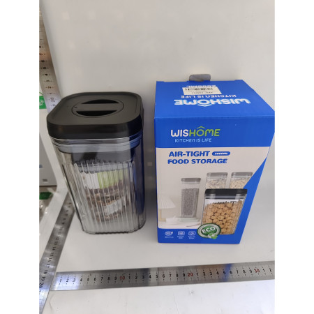 Cutii de Depozitare Alimente, Cyrax, Set din 2 Cutii de Tip Container de 0.8 si 1.3 l, Recipiente pentru Cereale in Bucatarie, Transparente cu Capac Negru