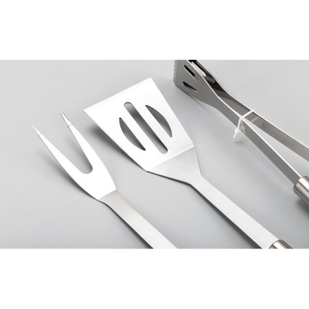 Set 7 Ustensile pentru Gratar, Cyrax, din Otel Inoxidabil, Geanta Oxford, Argintiu
