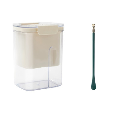 Kit Presa Pentru Branza, Cyrax, Filtru de Iaurt, Strecuratoare de Iaurt Grecesc, Filtru de lapte, 18x9.7x13 cm, Lingura Verde 20x1.6 cm, Alb