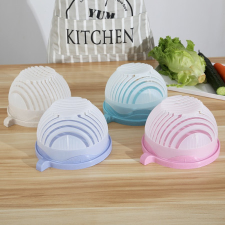 Bol Feliator pentru Salata, Cyrax, Castron Multifunctional pentru Legume si Fructe, pentru Spalat si Taiat Legumele, cu Scurgere si Tocator, Ergonomic, Protectie pentru Maini, 21x18.5x11.5 cm, Roz
