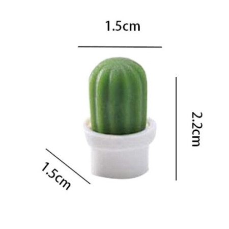 Set 6 Magneti de Frigider, Cyrax, Model Cactusi in Ghiveci, din ABS si Magnet, Verde/Alb