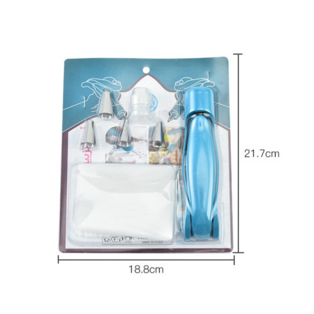 Set Accesorii Decorare Prajituri si Torturi, Cyrax, 5 Capete pentru Modele, 21.7x18.8 cm, Ustensila Manuala pentru Ornare, Albastru